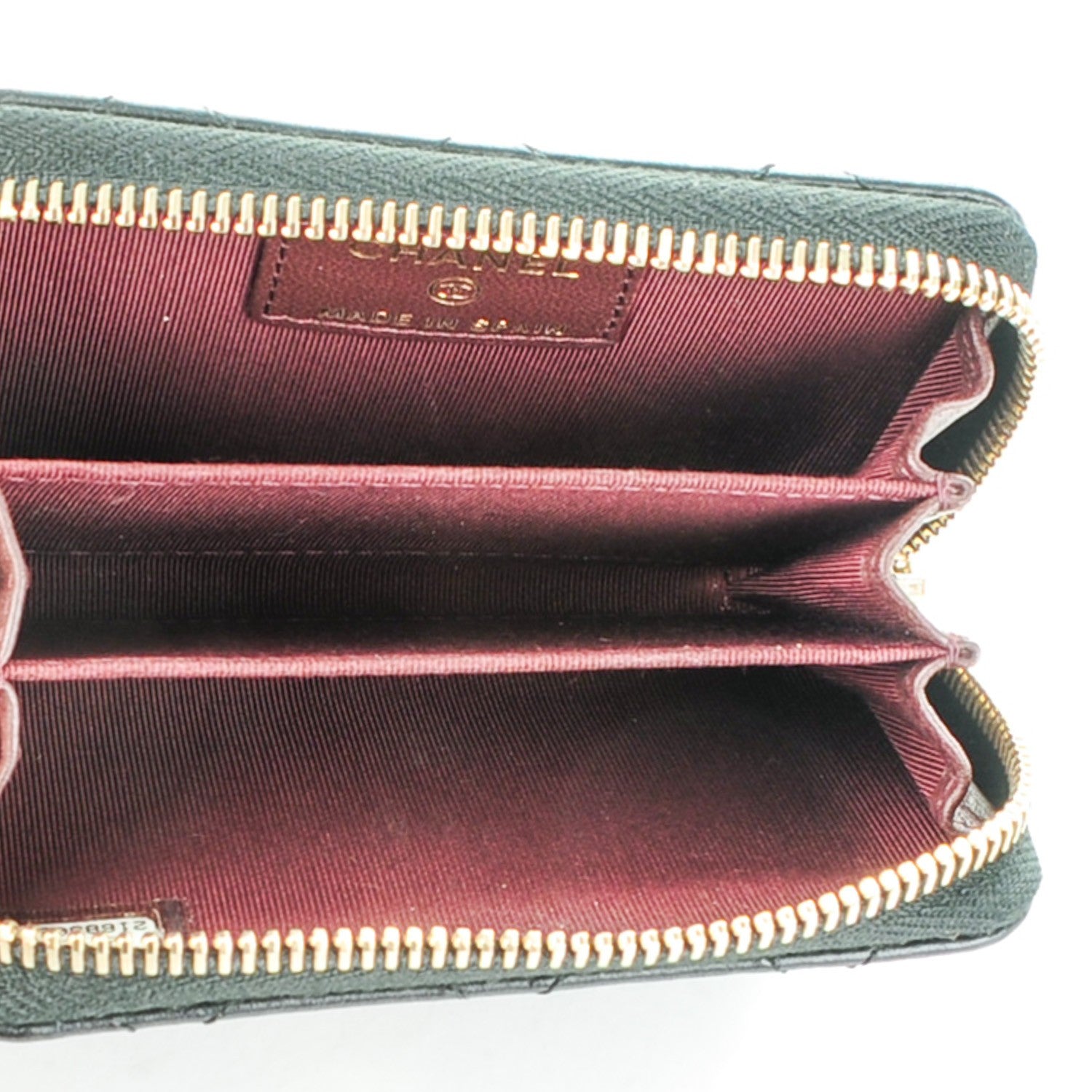 Chanel Lambskin Quilted Zip Around Coin Purse Wallet Black 5 of 7