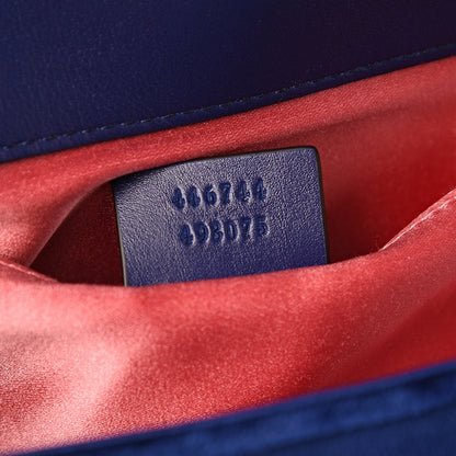 Gucci Velvet Matelasse Mini GG Marmont Shoulder Bag Cobalt Blue 7 of 10