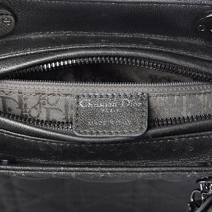 Christian Dior Metallic Lambskin Cannage Medium Lady Dior Gunmetal 5 of 15