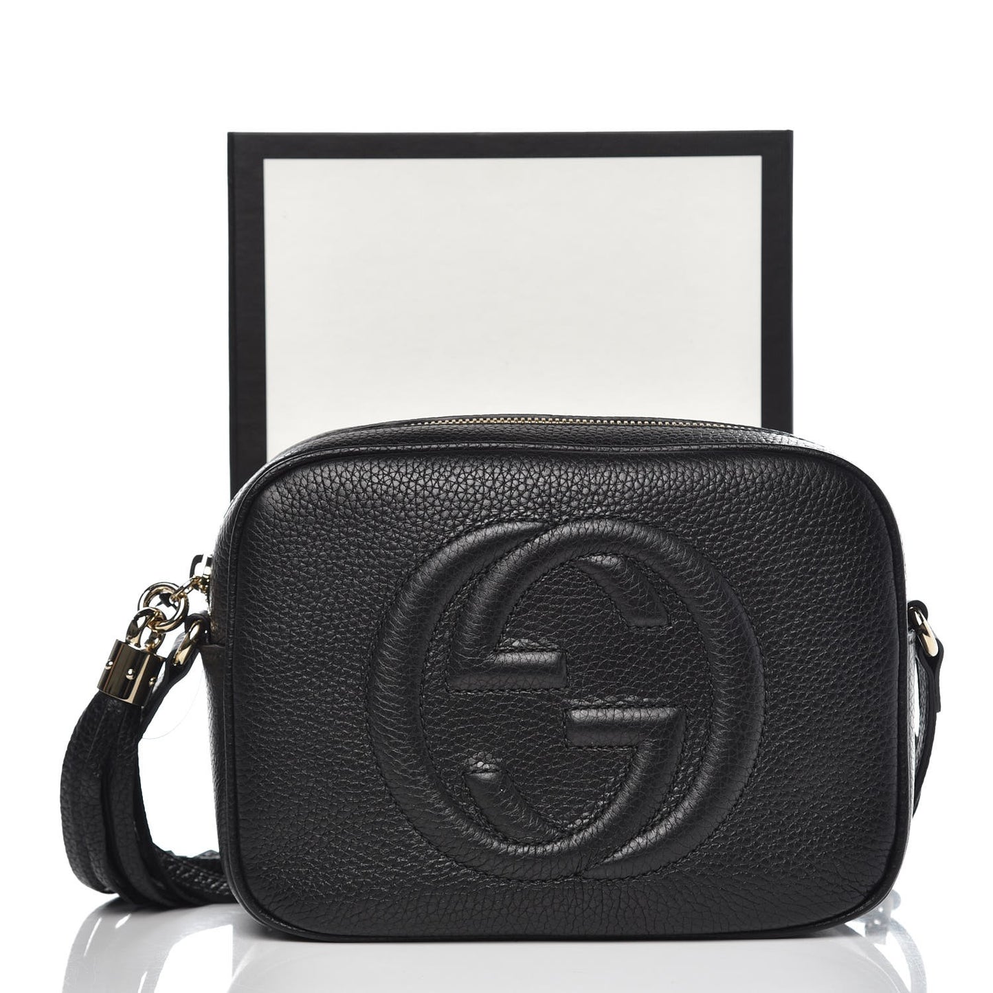 Pebbled Calfskin Small Soho Disco Bag Black