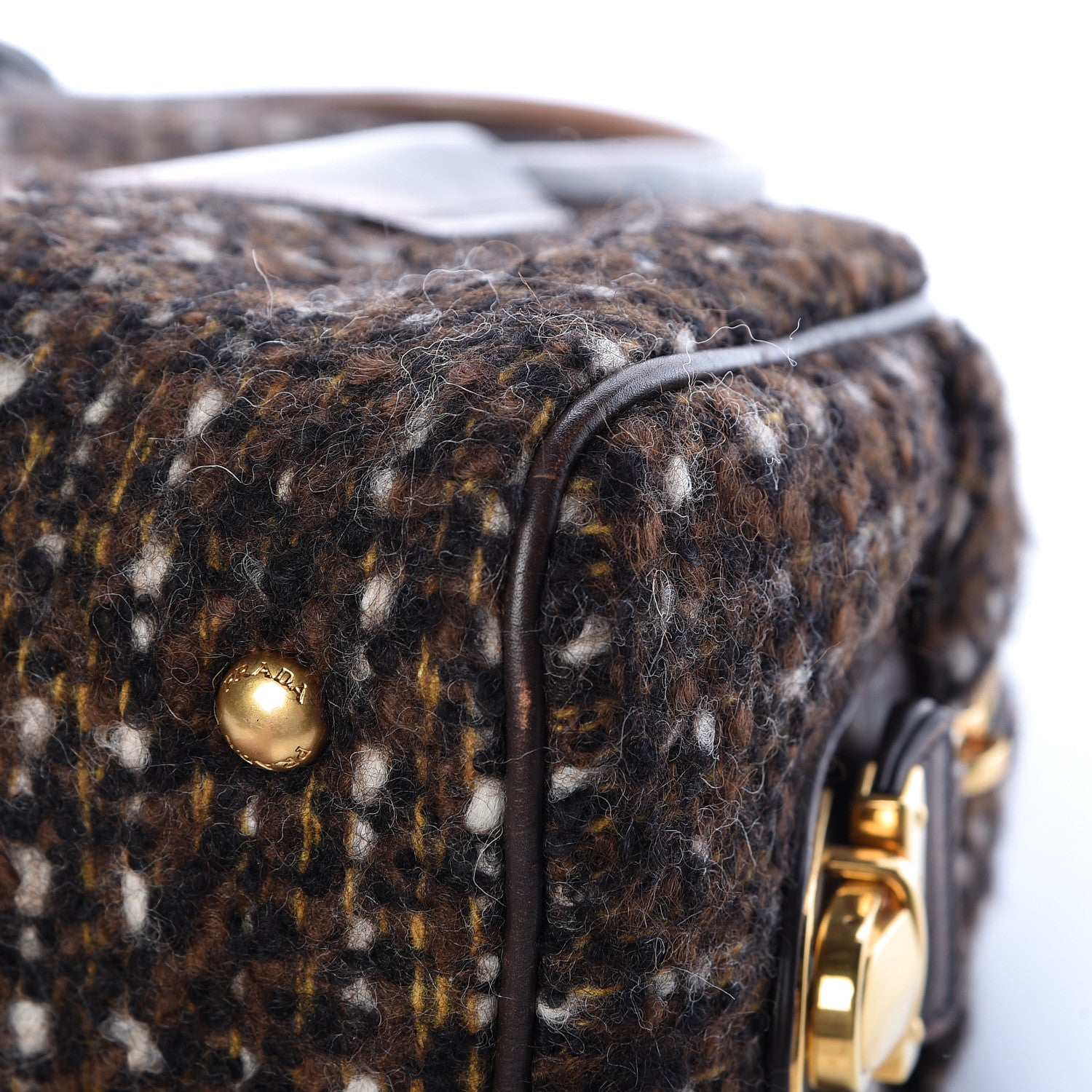 Prada Tessuto Tweed Vitello Bowling Bag Cacao Knicker 12 of 20