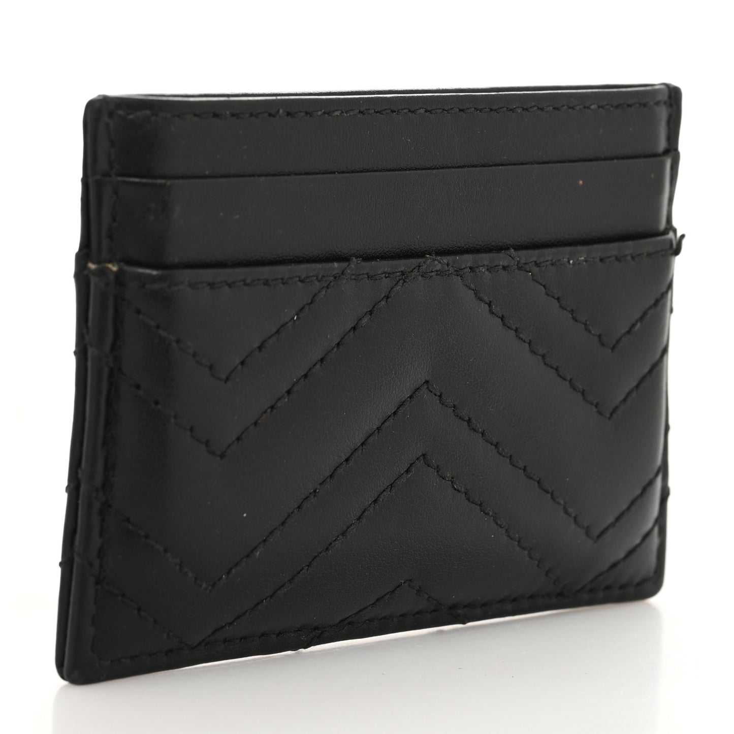 Calfskin Matelasse GG Marmont Card Holder Black