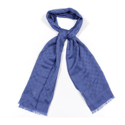 Gucci Cotton GG Monogram Summer Sten Fringe Scarf Periwinkle 1 of 4