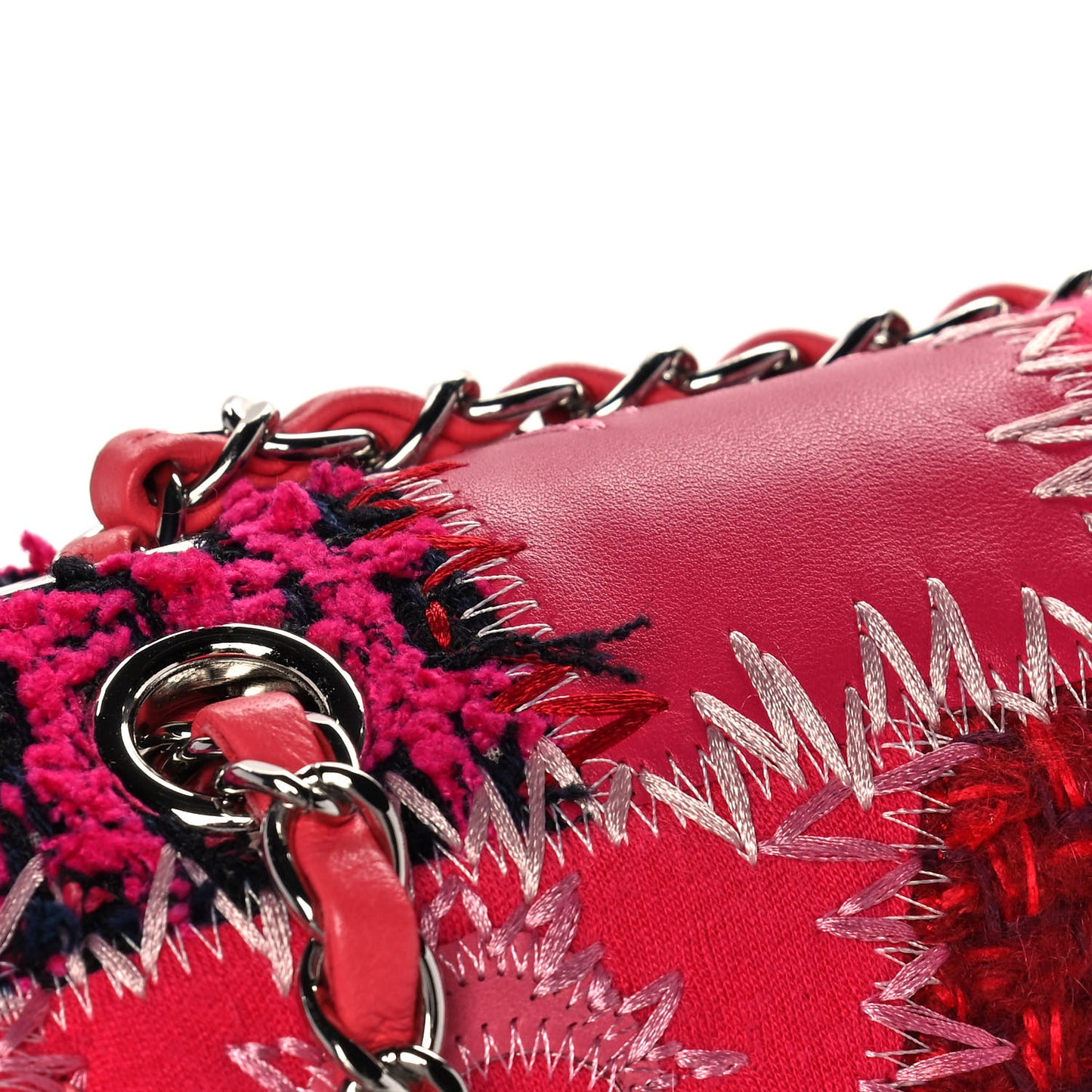 Tweed Patchwork Medium Single Flap Pink