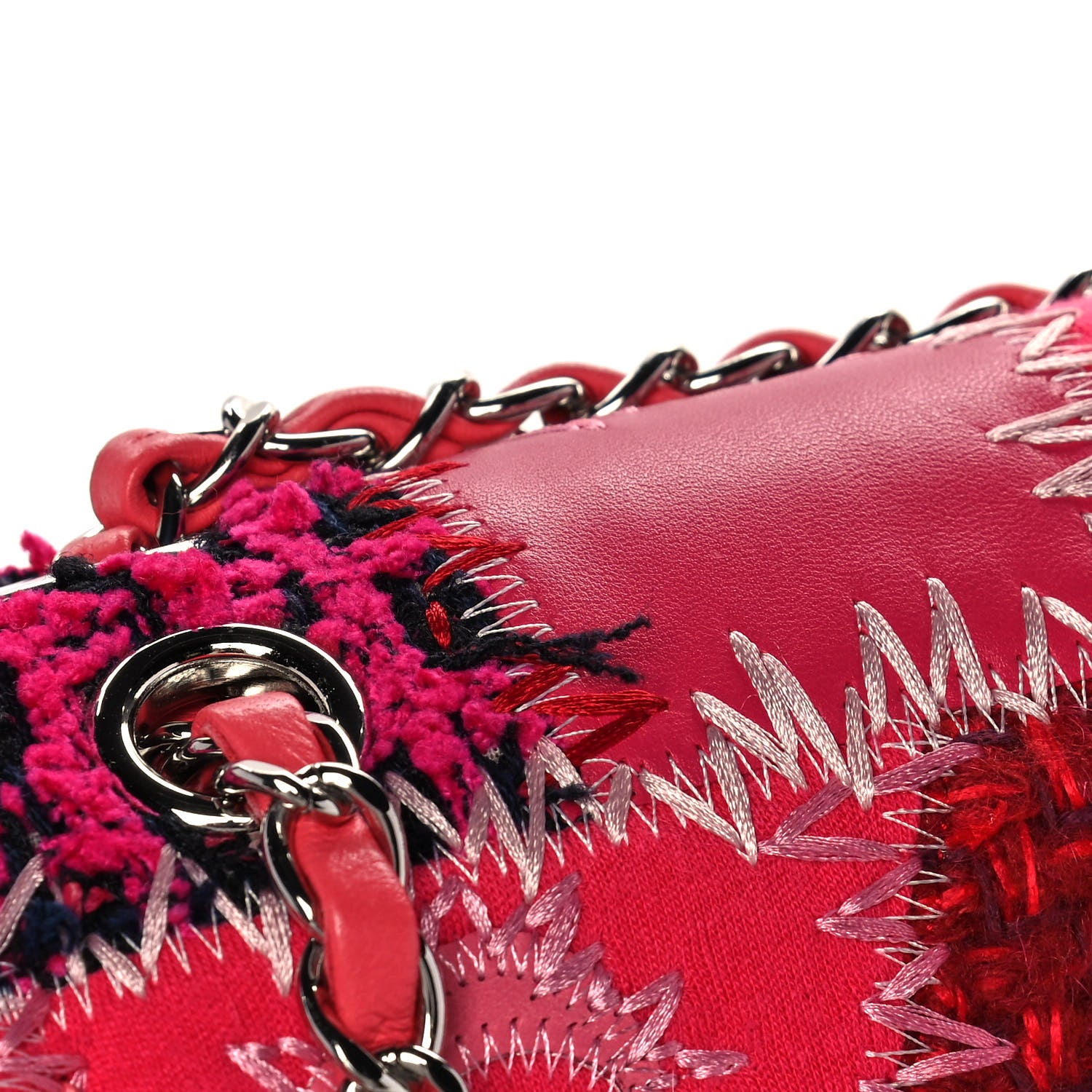 Chanel Tweed Patchwork Medium Single Flap Pink 14 of 15