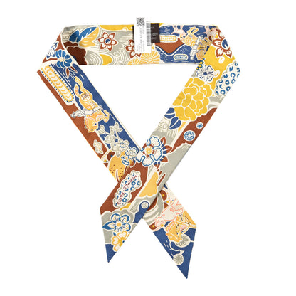 Hermes Silk Bingata Twilly Moutarde Bleu Brun 1 of 4