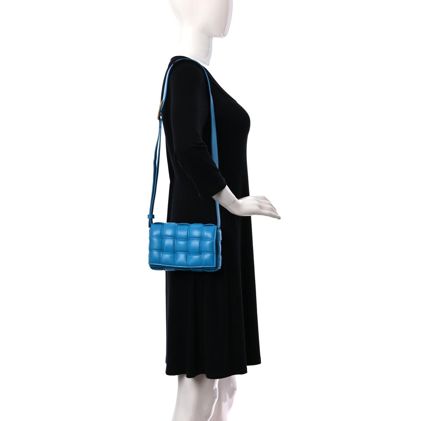 Nappa Maxi Intrecciato Small Padded Cassette Crossbody Bag Pool Blue