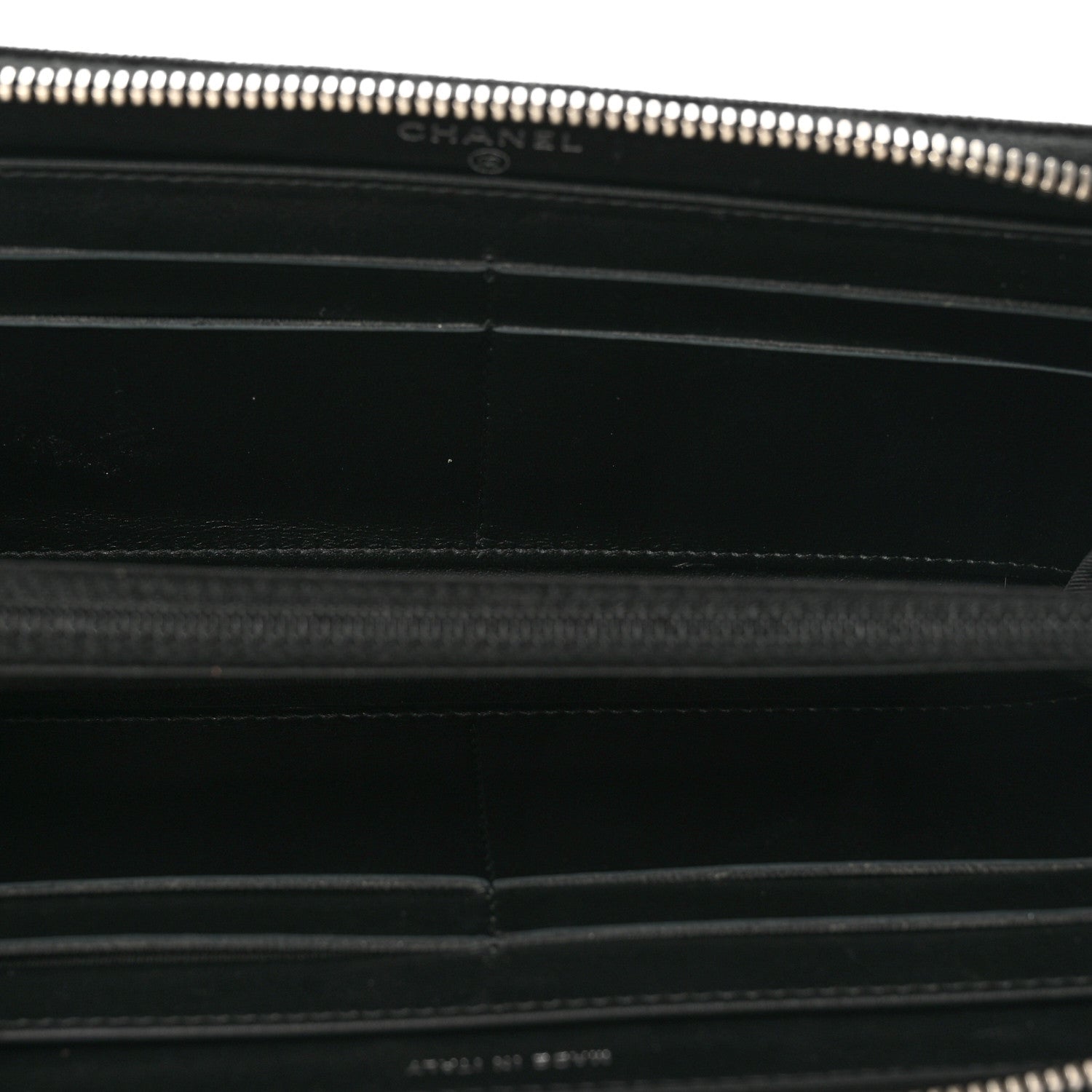 Chanel Canvas Studded CC Gusset Zip Around Wallet Black 5 of 12