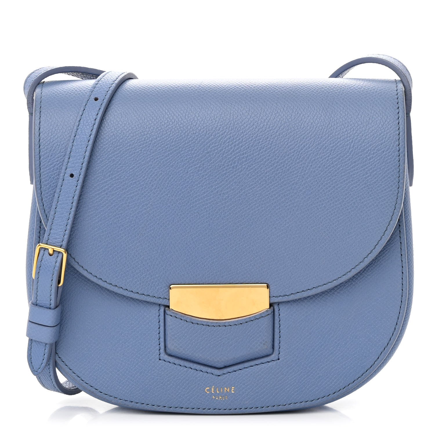 Celine Baby Grained Calfskin Small Trotteur Porcelain 1 of 17