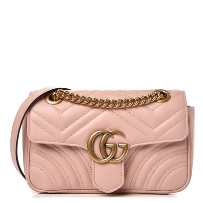 Gucci Calfskin Matelasse Mini GG Marmont Shoulder Bag Perfect Pink 1 of 8