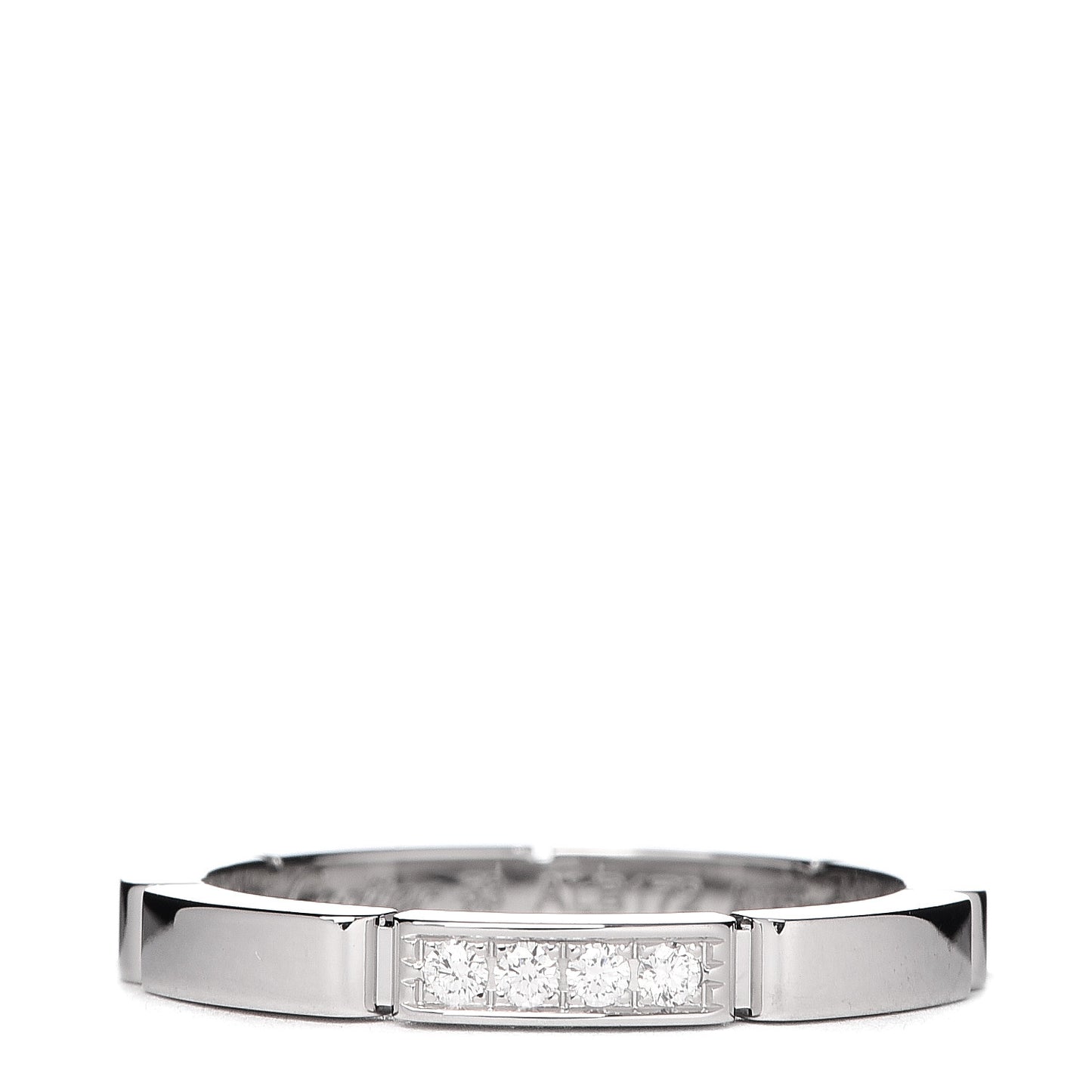 18K White Gold Diamond Maillon Panthere Wedding Band Ring 53 6.25