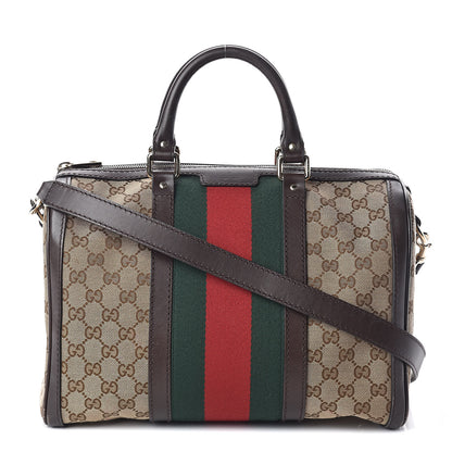 Gucci Monogram Vintage Web Medium Boston Dark Brown 1 of 9