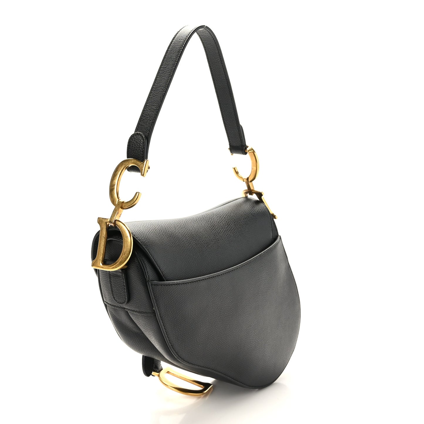 Grained Calfskin Saddle Bag Black