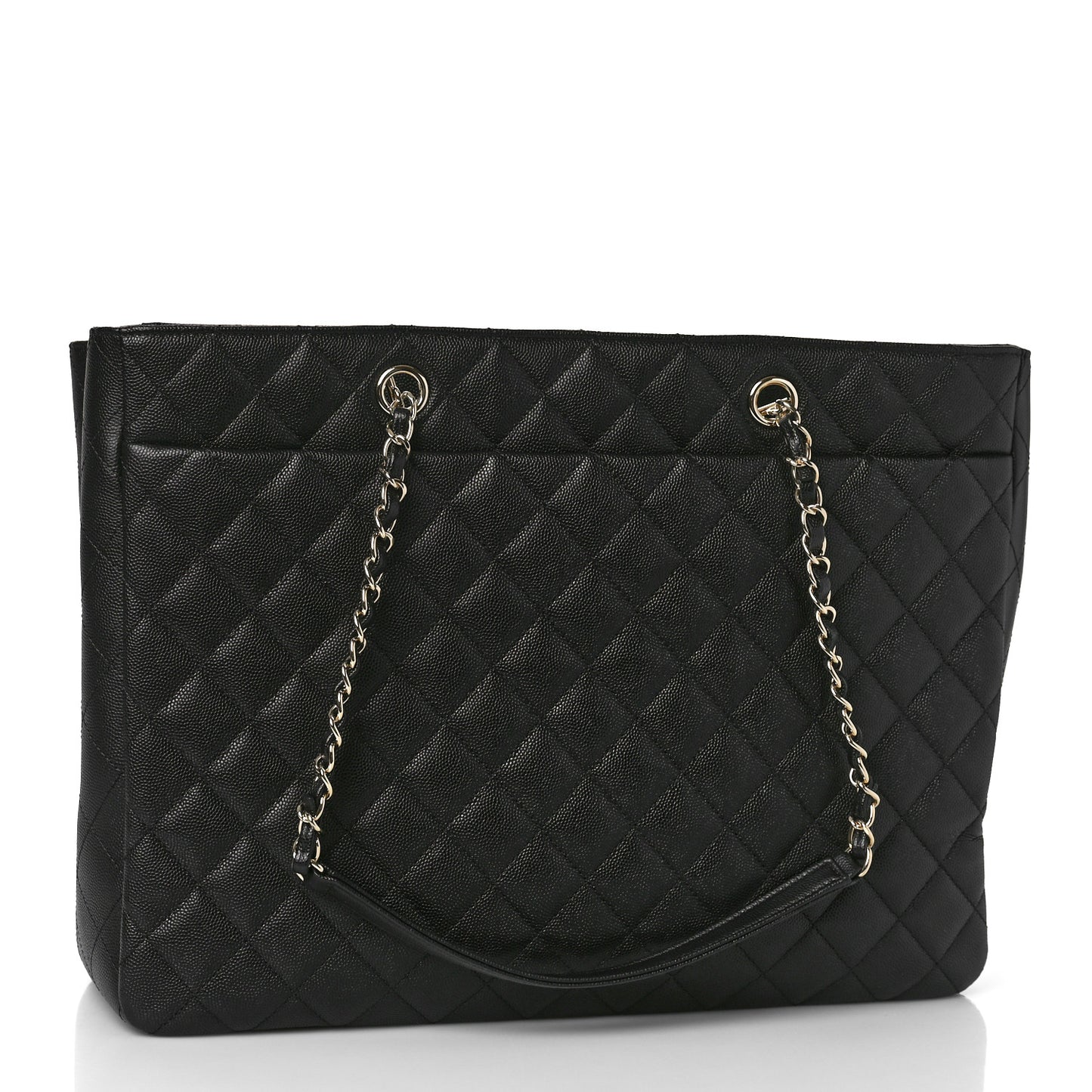 Caviar Quilted Large Shopping Tote Black