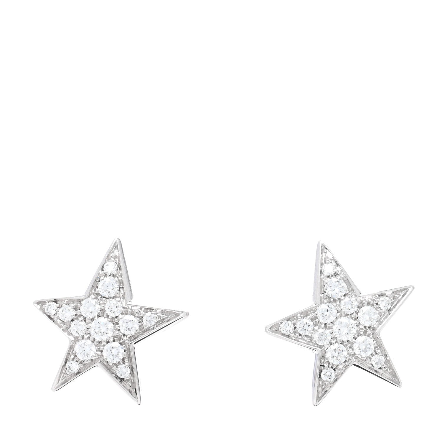 Chanel 18K White Gold Diamond Medium Comete Geode Earrings 1 of 5