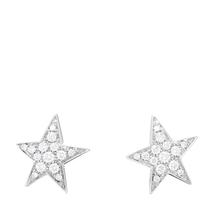 Chanel 18K White Gold Diamond Medium Comete Geode Earrings 1 of 5