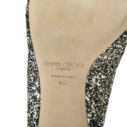 Jimmy Choo Glitter Pointy Toe Romy 85 Pumps 40 Black Gold 8 of 10