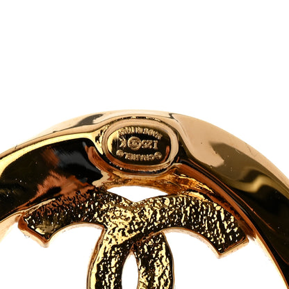 Chanel Metal Crystal Studded CC Round Earrings Gold 4 of 5