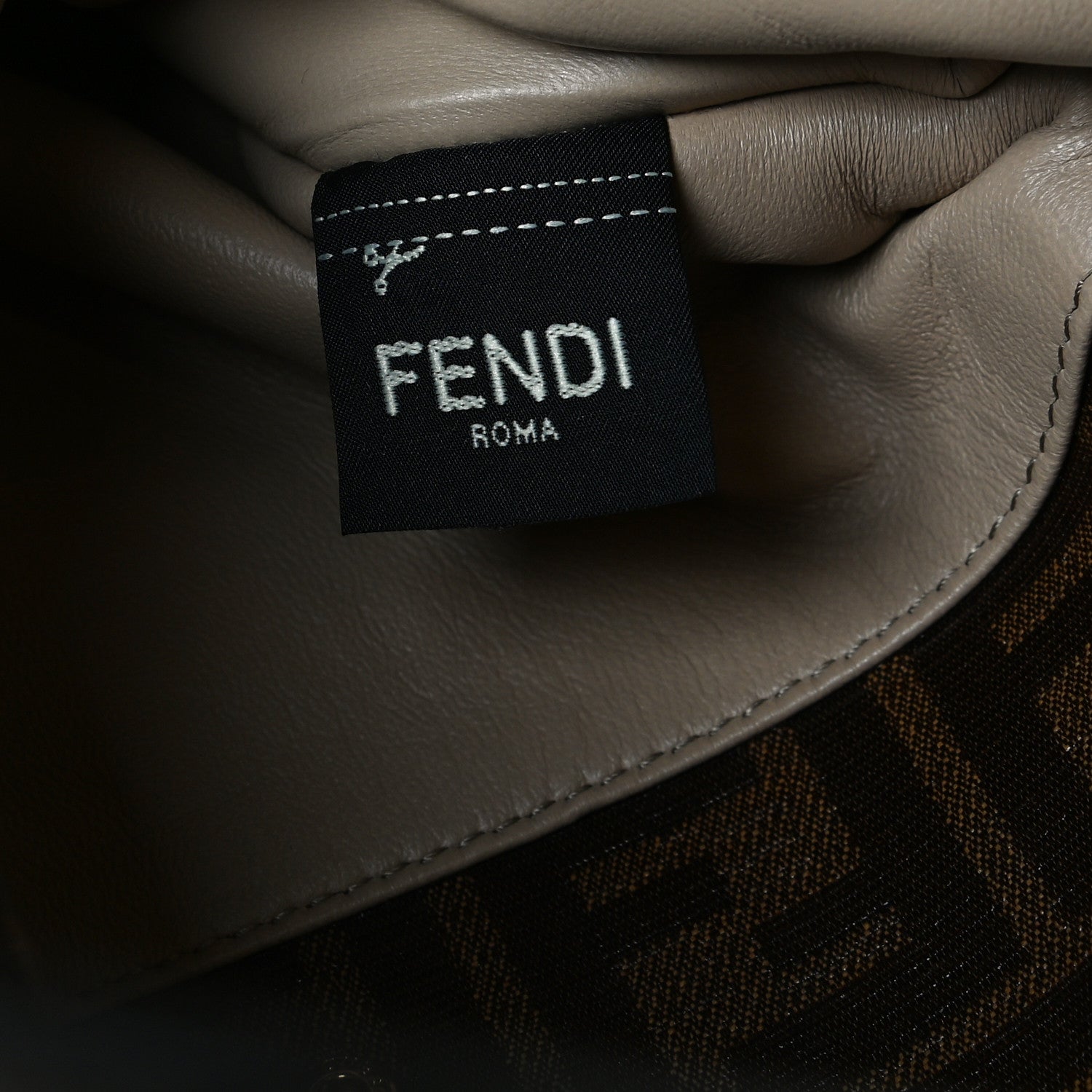 Fendi Vitello Seta Glazed Fabric FF 1974 Large Peekaboo X-Lite Maya Mogano Panna 7 of 16