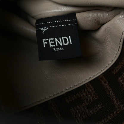 Fendi Vitello Seta Glazed Fabric FF 1974 Large Peekaboo X-Lite Maya Mogano Panna 7 of 16