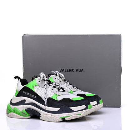 Balenciaga Fabric Mesh Womens Triple S Sneakers 37 White Green Fluo Black 13 of 13