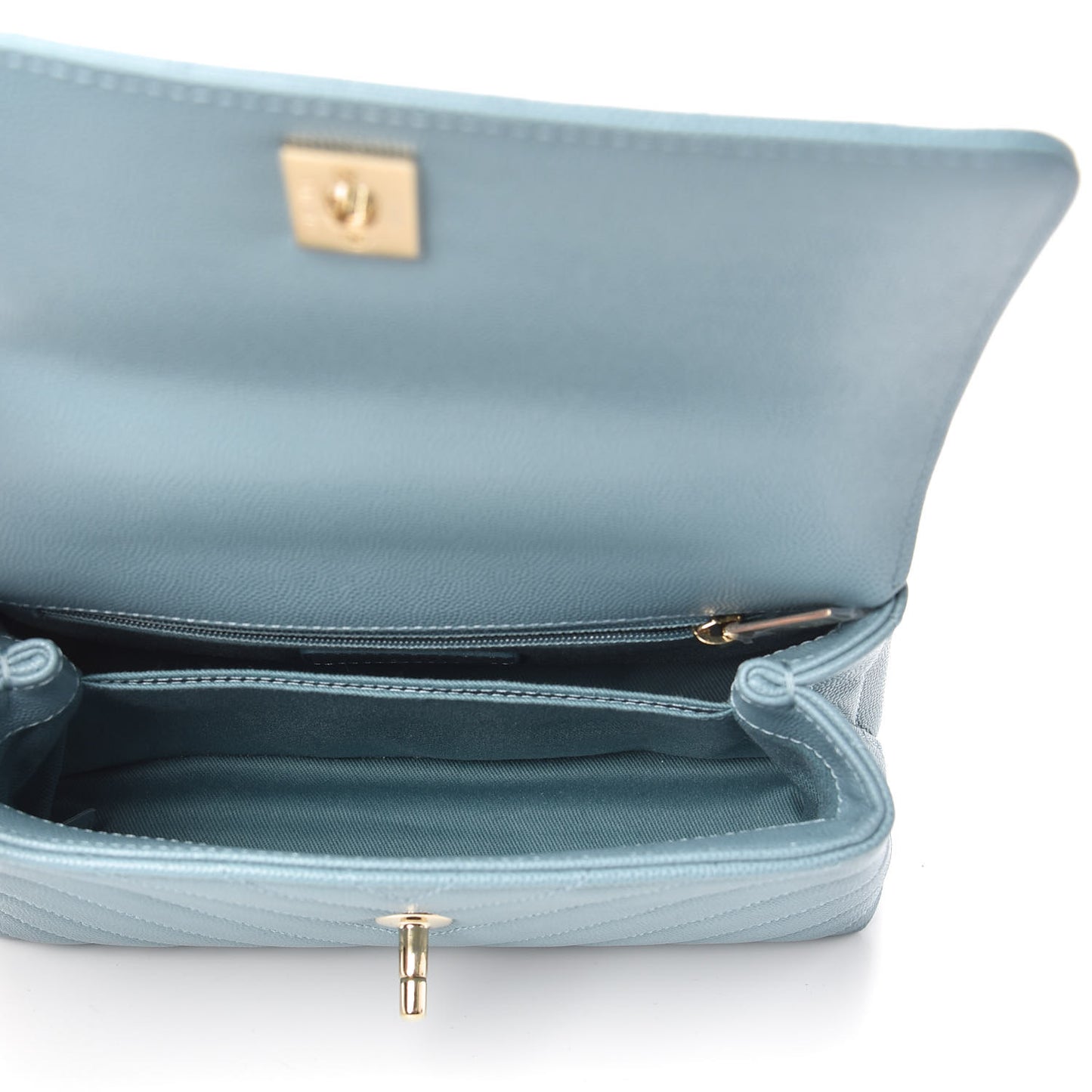 Caviar Chevron Quilted Mini Coco Handle Flap Sky Blue