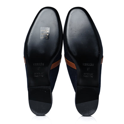 Hermes Calfskin Denim Oz Mules 37 Bleu Brut Gold 5 of 9