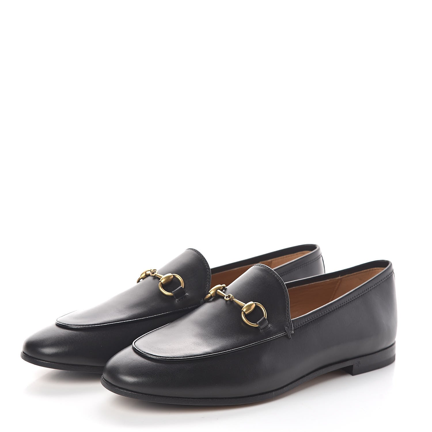Gucci Calfskin Womens Jordaan Loafers 37.5 Black 3 of 8