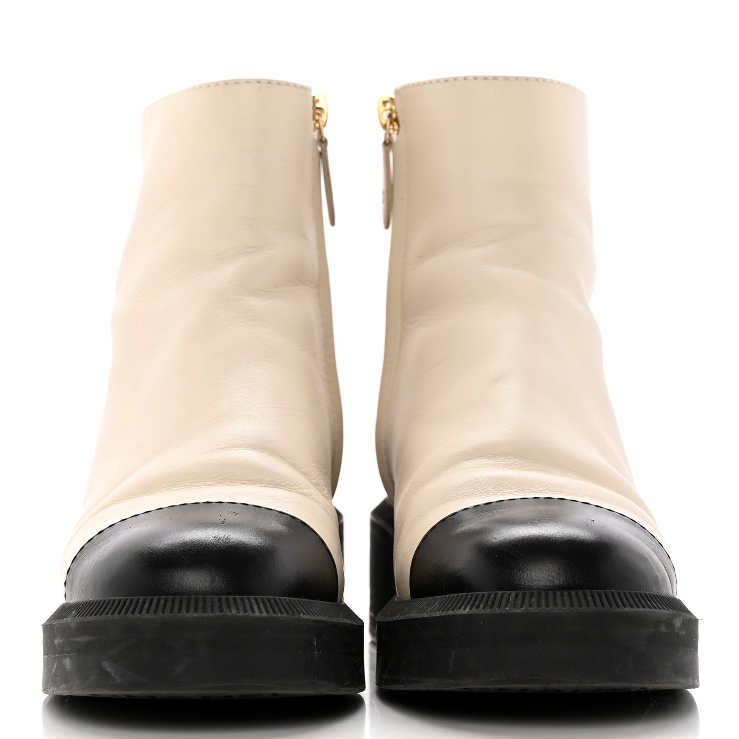 Chanel Calfskin Logo Boots 37 White Black 2 of 21