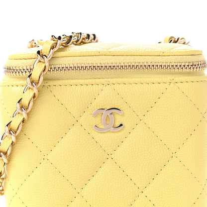 Chanel Caviar Quilted Mini Vanity Case With Chain Yellow 9 of 10