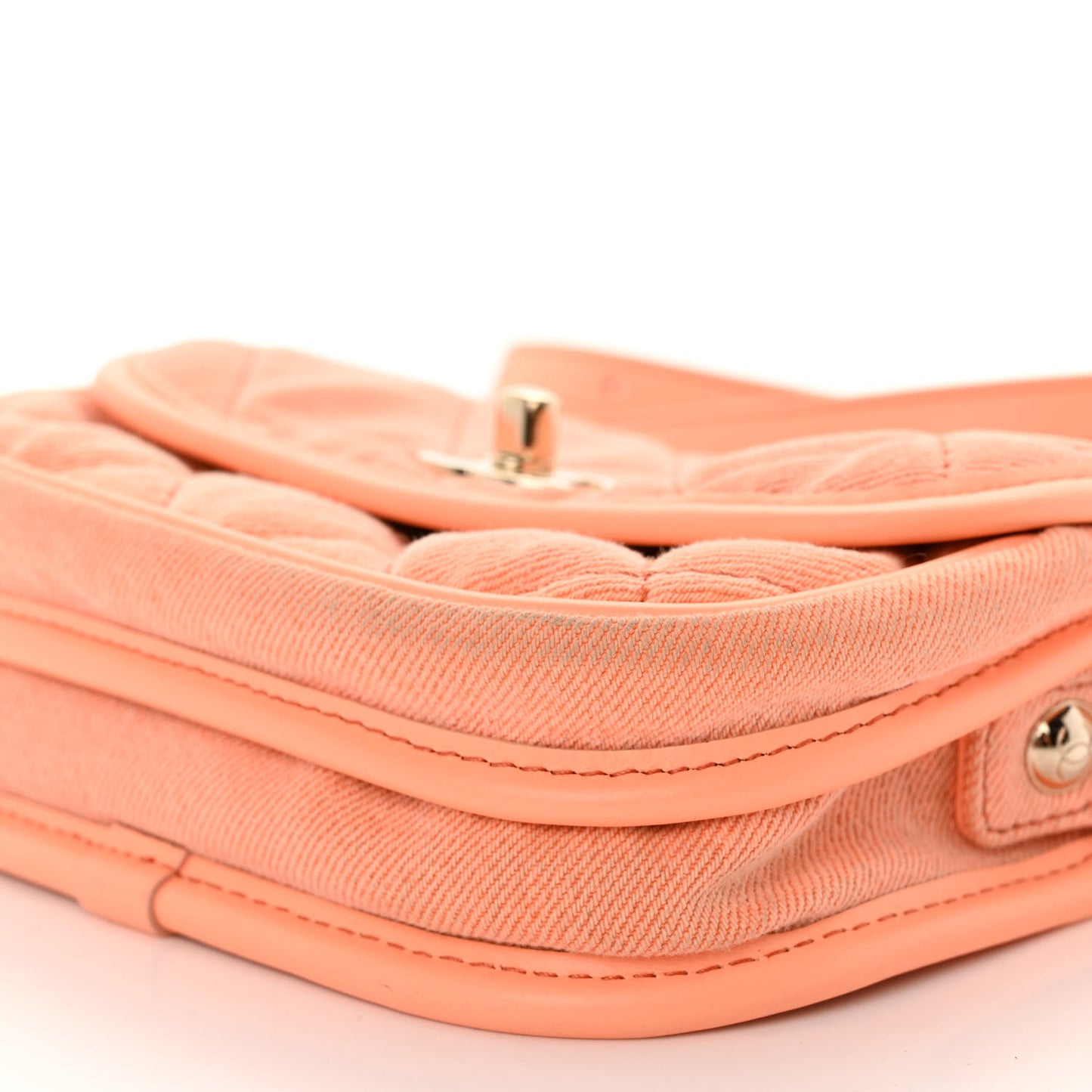 Denim Quilted Mini Messenger Flap Orange