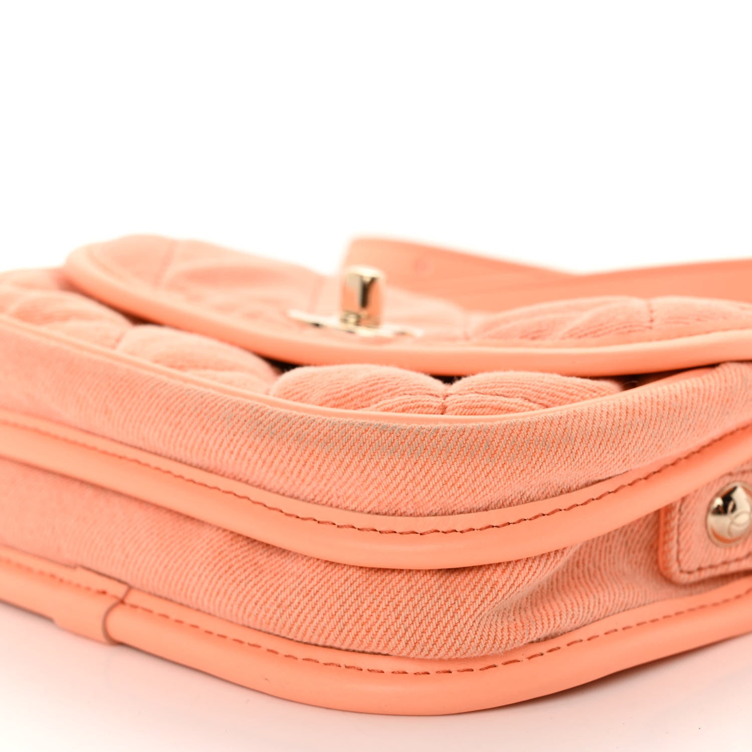Chanel Denim Quilted Mini Messenger Flap Orange 10 of 14