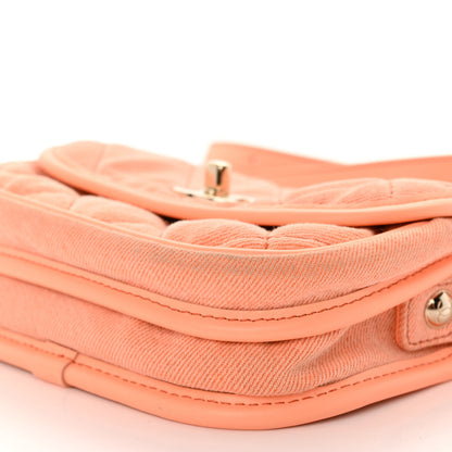 Chanel Denim Quilted Mini Messenger Flap Orange 10 of 14