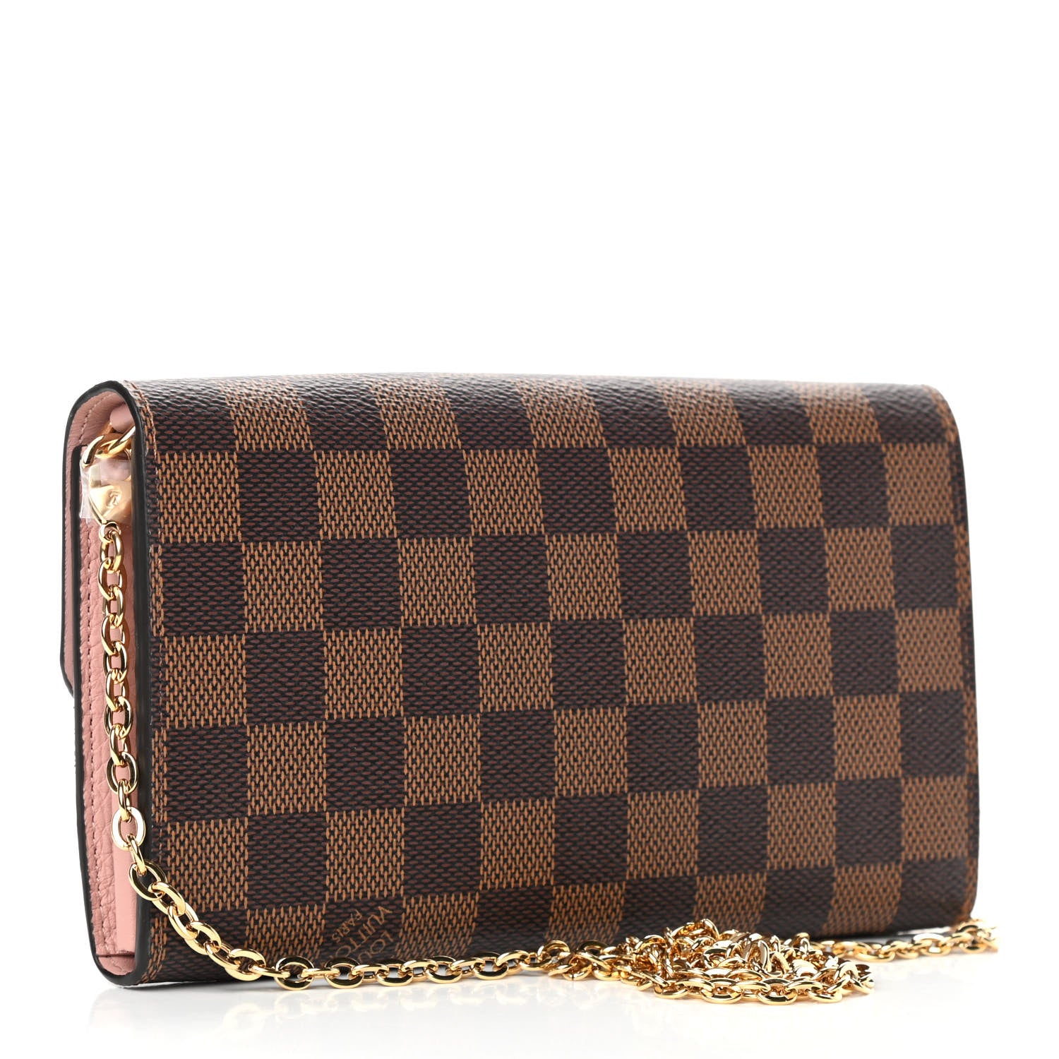 Louis Vuitton Damier Ebene Croisette Chain Wallet Rose Ballerine 2 of 4