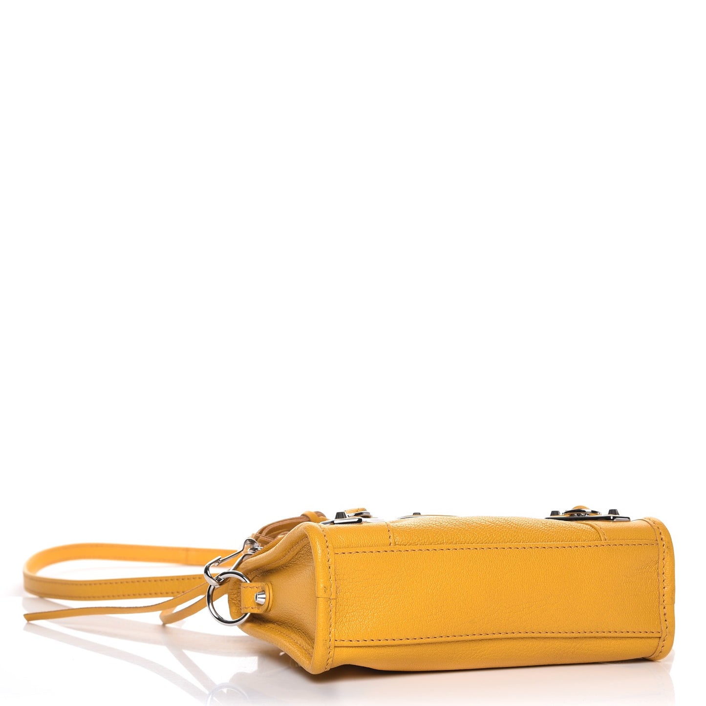 Chevre Silver Metallic Edge Hardware Nano City Jaune Epi