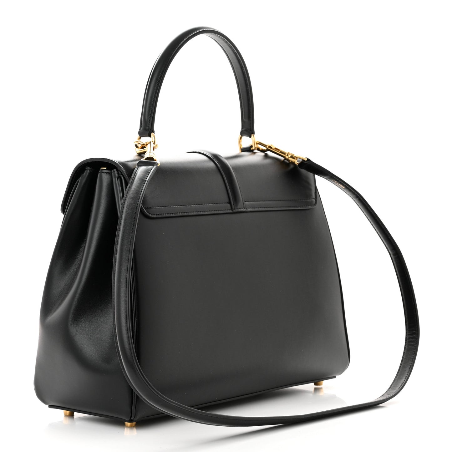 Satinated Calfskin Medium 16 Top Handle Bag Black