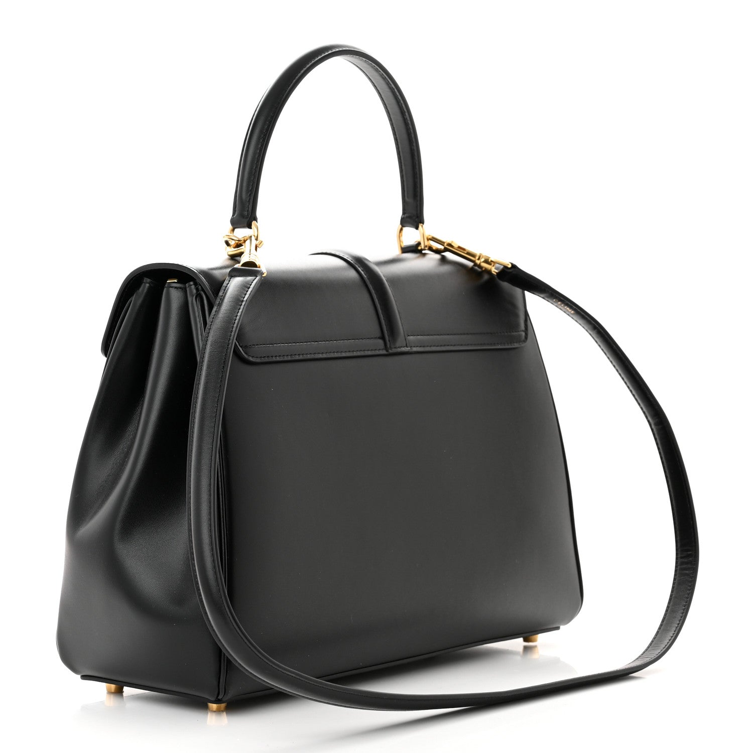 Celine Satinated Calfskin Medium 16 Top Handle Bag Black 3 of 12