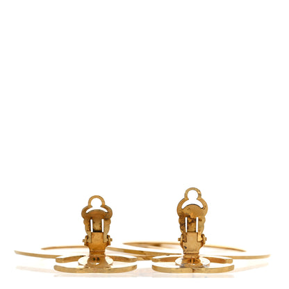 Chanel Metal CC Circle Drop Clip On Earrings Gold 3 of 8