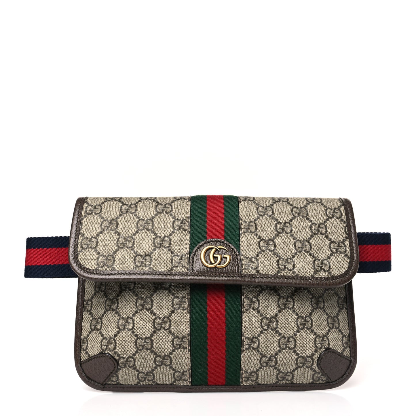 GG Supreme Monogram Web Small Ophidia Belt Bag Brown