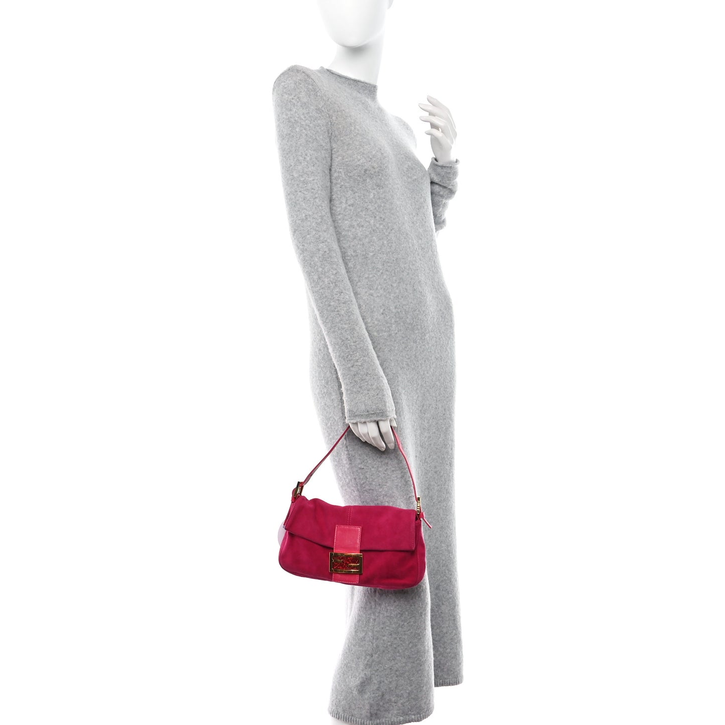 Suede Baguette Fuchsia