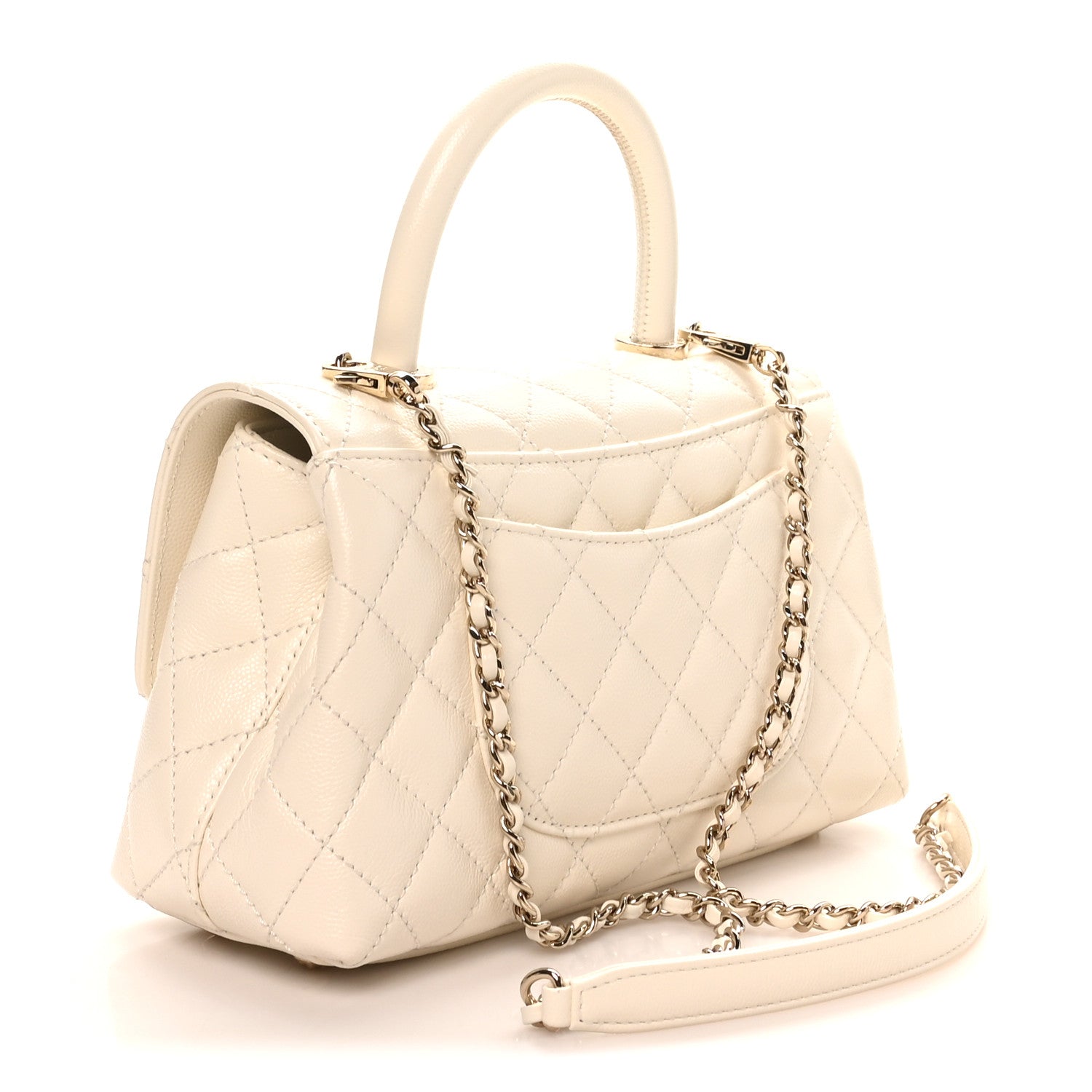 Chanel Caviar Quilted Mini Coco Handle Flap White 3 of 10