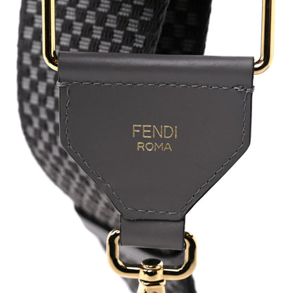 Fendi Ribbon Vitello King Logo Embossed Gingham Woven Adjustable Strap You Moon Ghiaia 4 of 4
