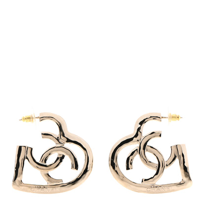Chanel Metal CC Heart Coco In Love Hoop Earrings Gold 1 of 4
