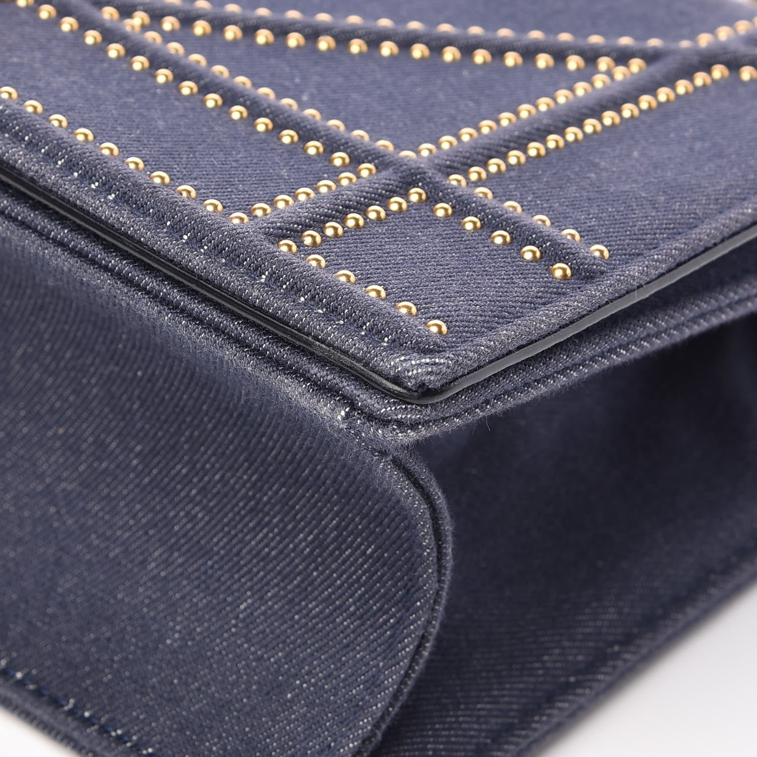 Christian Dior Denim Studded Medium Diorama Flap Bag Blue 10 of 12