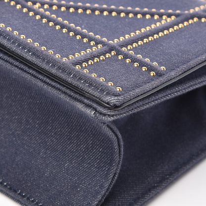 Christian Dior Denim Studded Medium Diorama Flap Bag Blue 10 of 12