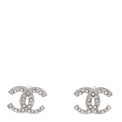 Chanel Crystal Pearl CC Earrings Silver 1 of 4