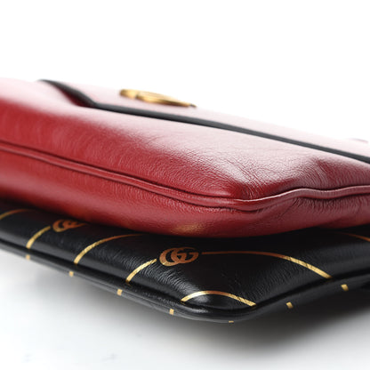 Gucci Calfskin Diagonal GG Medium Thiara Double Envelope Shoulder Bag Black Red 6 of 10