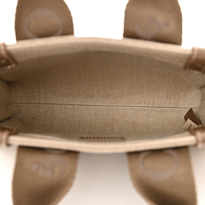 Chloe Linen Calfskin Small Woody Ribbon Tote With Strap Dark Nut 5 of 10