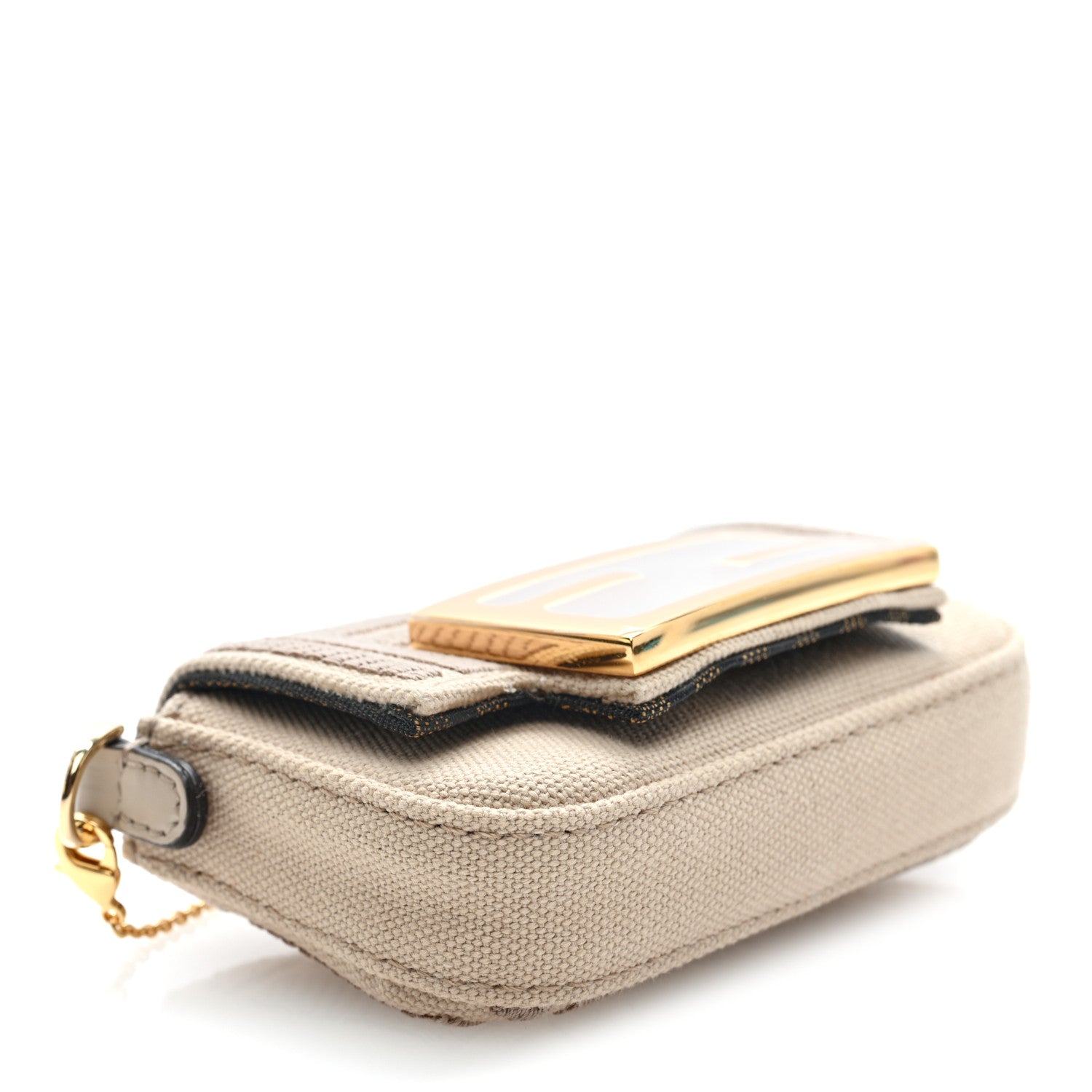 Fendi Canvas Vitello King FF Embroidered Nano Maxi Buckle Baguette Charm Nuvola 4 of 10