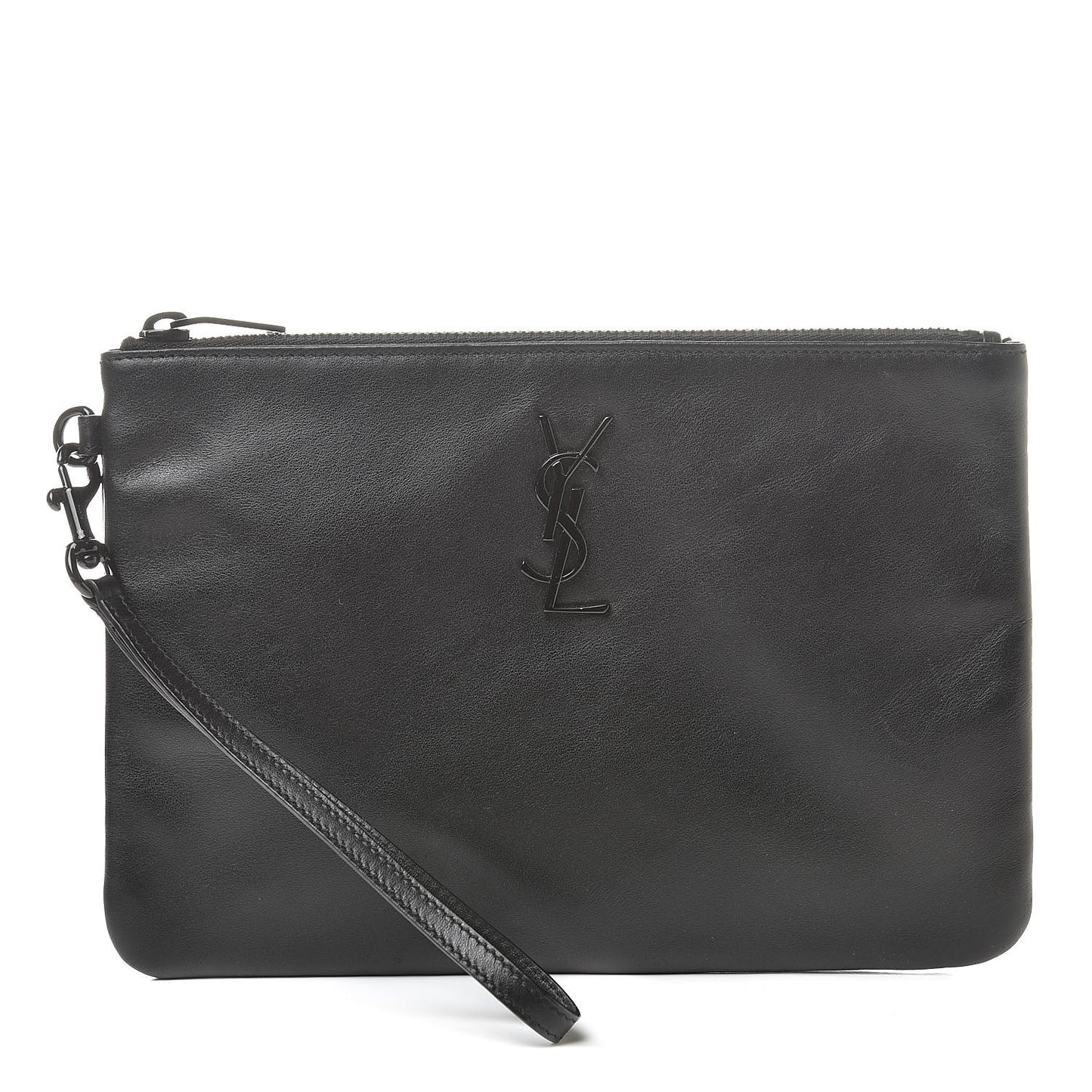 Calfskin Monogram Zip Pouch Black